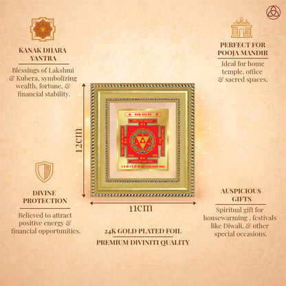 Kanak Dhara Yantra frame featuring 24K gold plated foil, symbolizing wealth, prosperity, and divine blessings.
