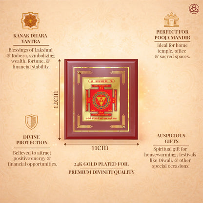 Kanak Dhara Yantra frame featuring 24K gold plated foil, symbolizing wealth, prosperity, and divine blessings.