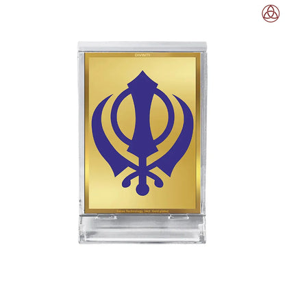 Khanda Sahib | The Emblem of Sikh Courage and Unity in 24K Gold Plated Foil Frame For Sikh Tradition