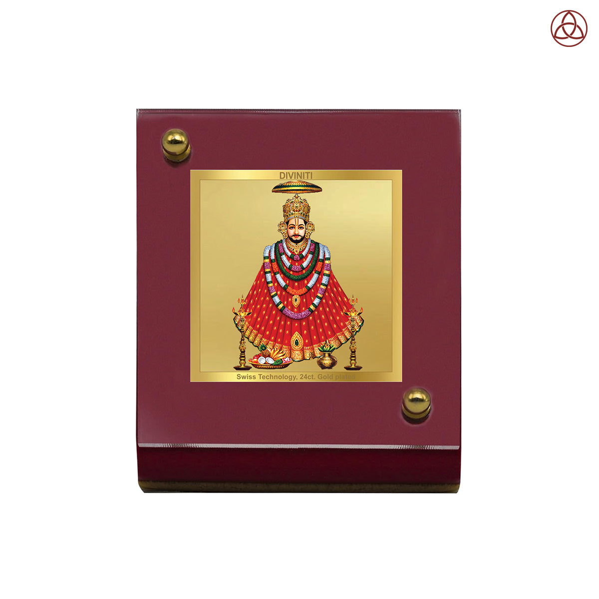 Khatu Shyam Ji | Divine Lord Shyam Car Dashboard & Tabletop Photo Frame in 24K Gold Plated Foil
