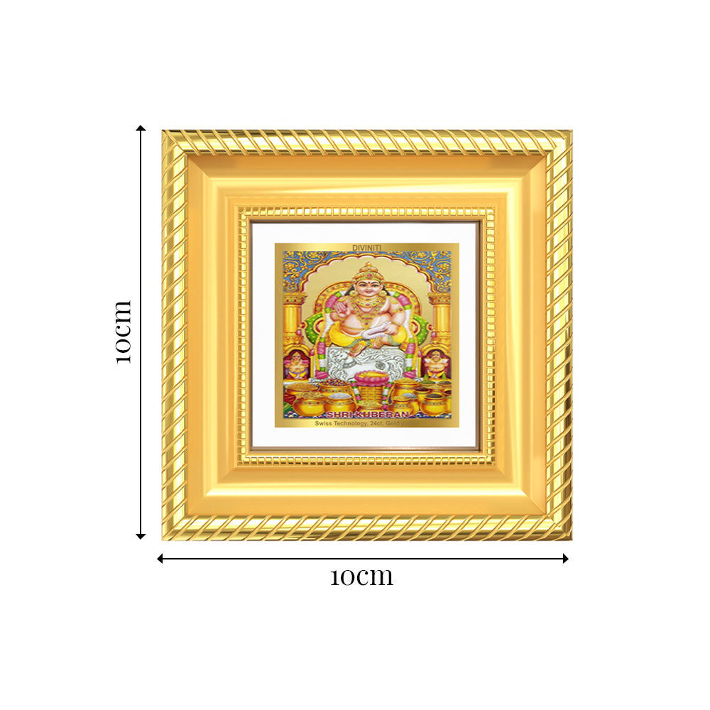 Diviniti Lord Kuber (God of Wealth) Tabletop Frame in 24K Gold Plated Foil | Prosperity, Abundance & Financial Blessings | DG015S1A (10x10 CM)
