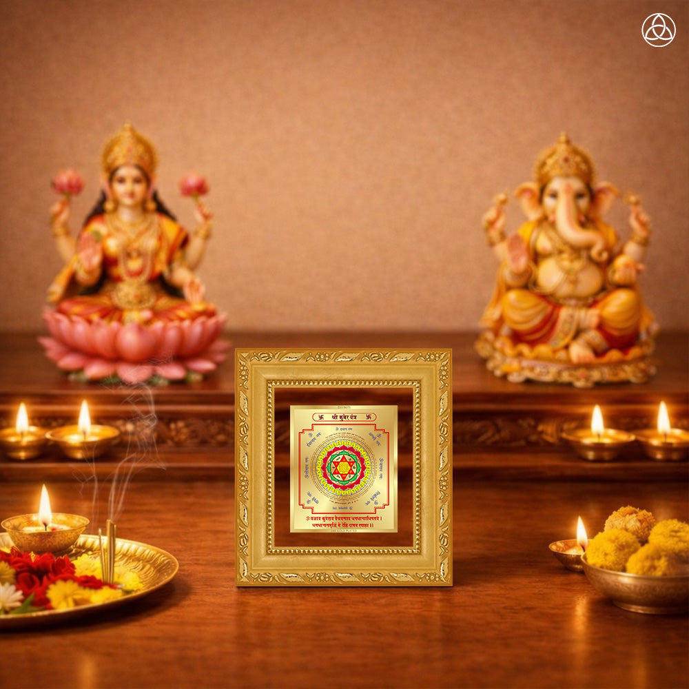 Kuber Yantra | Sacred Wealth & Prosperity Frame in 24K Gold Plated Foil