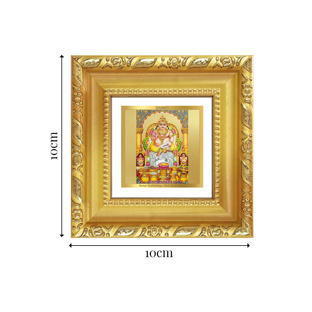 Diviniti Lord Kuber Tabletop Photo Frame in 24K Gold Plated Foil | Wealth, Abundance & Divine Prosperity | DG103S1A (10x10 CM)
