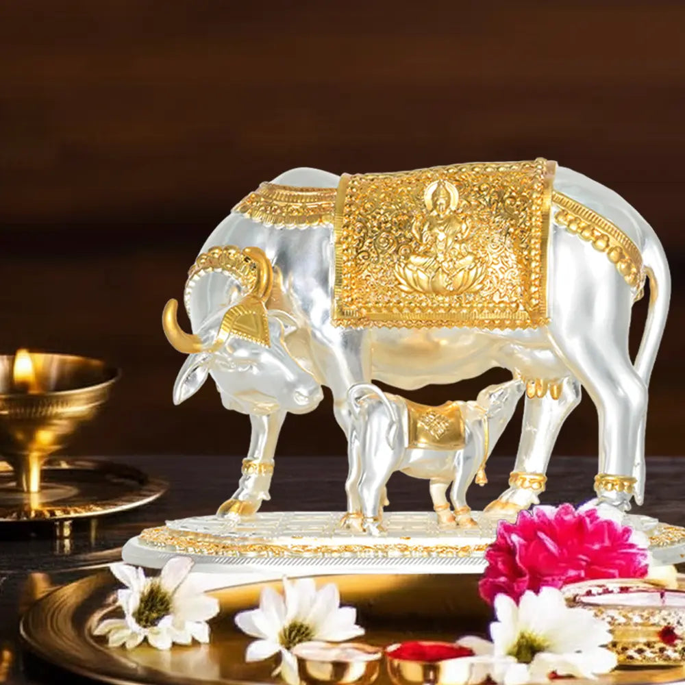 Kamdhenu Cow Idol Statue for Puja Room | Diwali Gifting & Decor