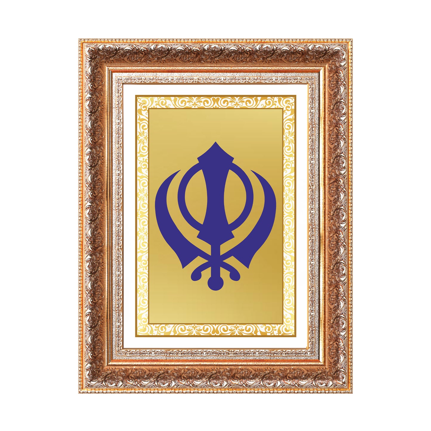 Khanda Sahib | Sacred Sikh Emblem Wall Art Photo Frame in 24K Gold Plated Foil