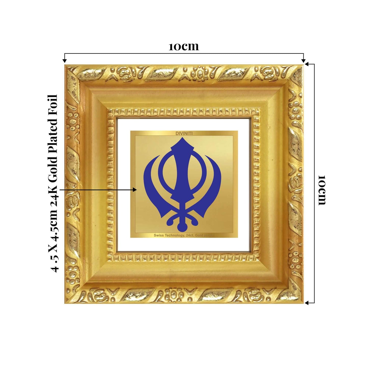 Khanda Sahib | Sikh Emblem | Symbol of Faith & Courage For Tabletop Frame in 24K Gold Plated Foil
