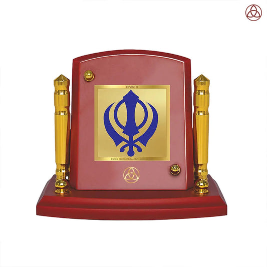 Khanda Sahib | The Emblem of Sikh Courage and Unity in 24K Gold Plated Foil Frame For Sikh Tradition