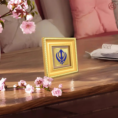 Khanda Sahib | The Emblem of Sikh Courage and Unity in 24K Gold Plated Foil Frame For Sikh Tradition
