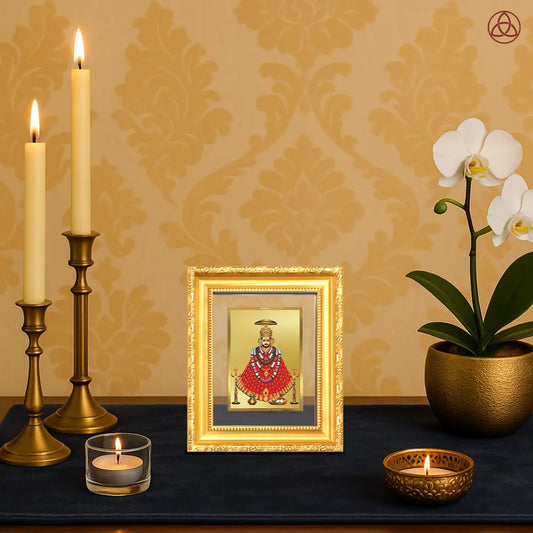 Khatu Shyam Ji | Divine Wall Hanging & Tabletop Frame in 24K Gold Plated Foil