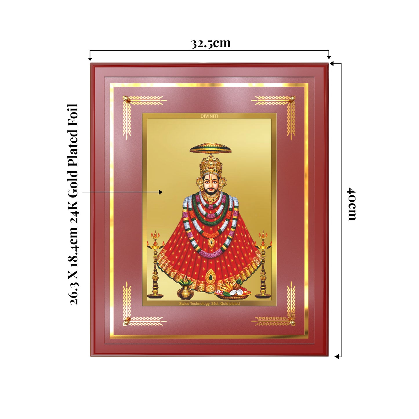Khatu Shyam Ji | Divine Wall Mount Photo Frame in 24K Gold Plated Foil