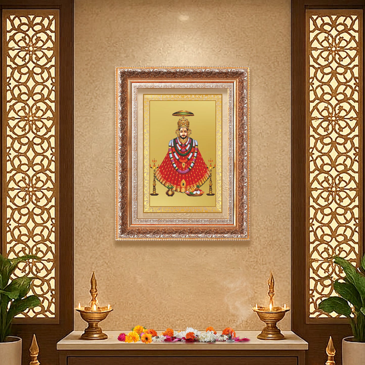 Khatu Shyam Ji | Divine Wall Mount Photo Frame in 24K Gold Plated Foil
