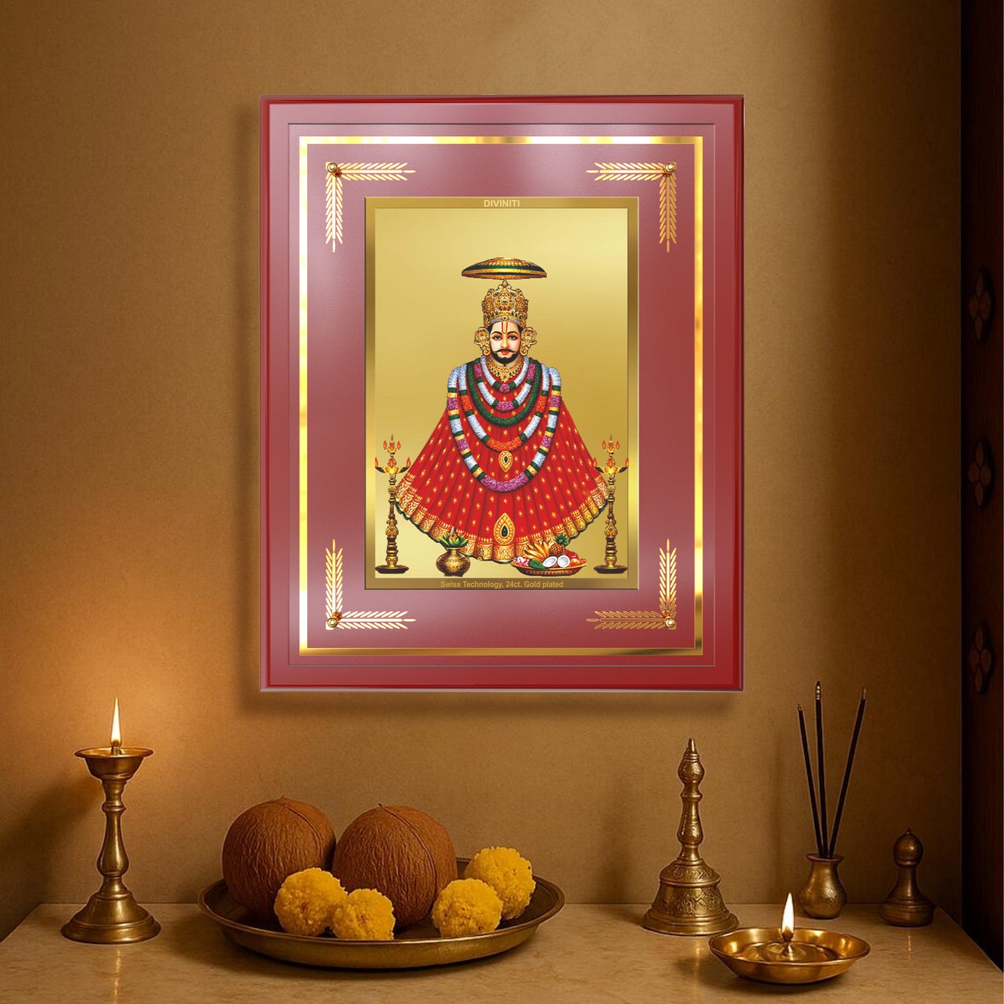 Khatu Shyam Ji | Divine Wall Mount Photo Frame in 24K Gold Plated Foil