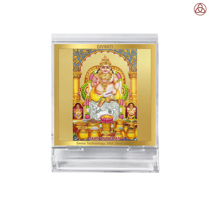 Kuber Ji | Divine Lord Kuber Car Dashboard & Tabletop Photo Frame in 24K Gold Plated Foil
