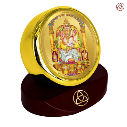 Kuber Ji | Divine Lord Kuber Car Dashboard & Tabletop Photo Frame in 24K Gold Plated Foil