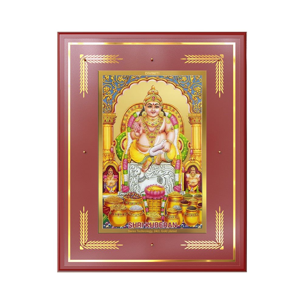 Lord Kuber | God of Wealth Wall Photo Frame in 24K Gold Plated Foil
