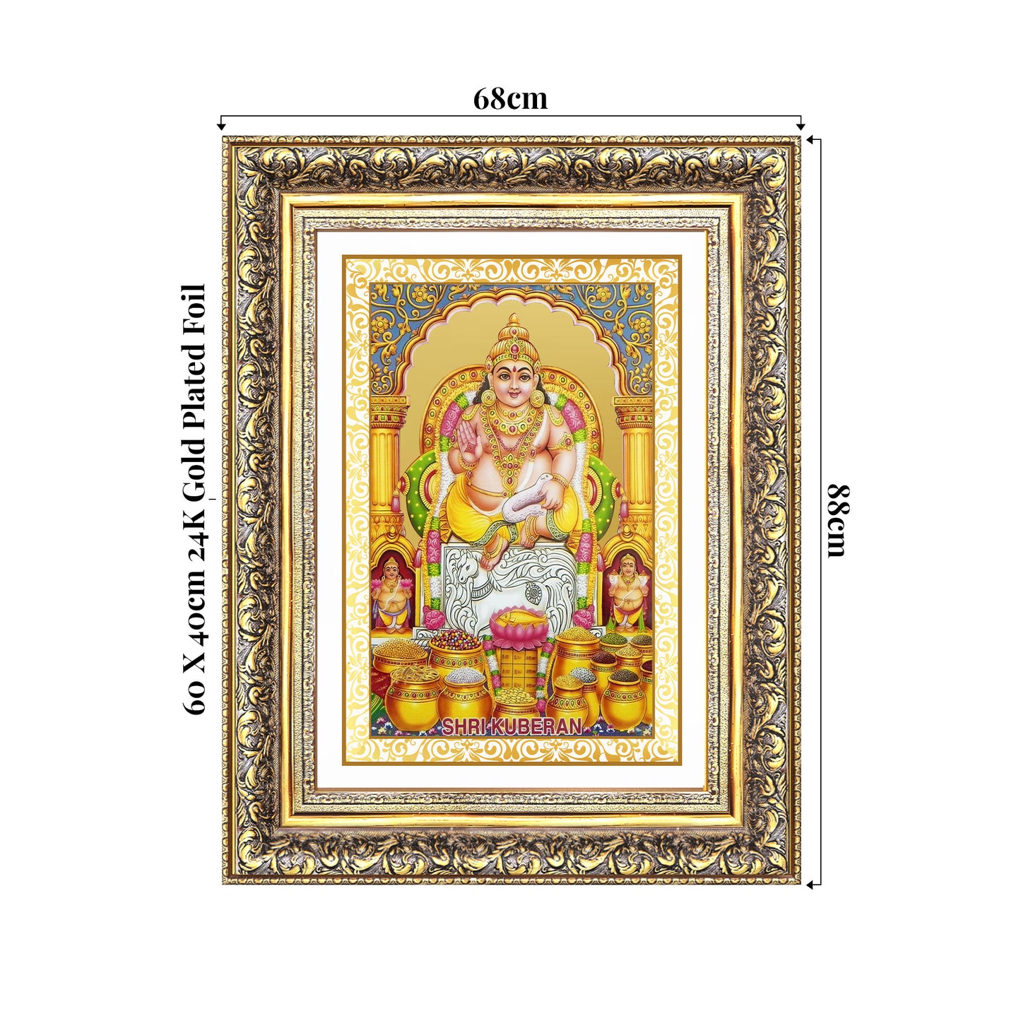 Lord Kuber | God of Wealth Wall Photo Frame in 24K Gold Plated Foil