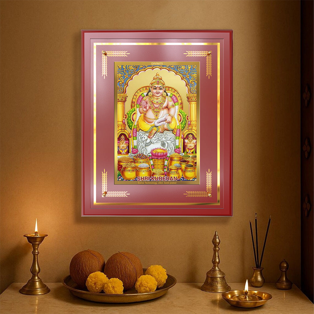 Lord Kuber | God of Wealth Wall & Tabletop Frame in 24K Gold Plated Foil