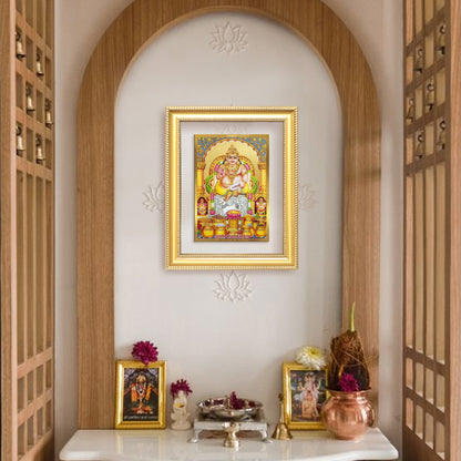 Lord Kuber | God of Wealth Wall & Tabletop Frame in 24K Gold Plated Foil
