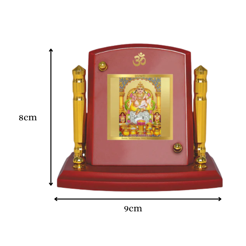 Kuber Ji | Divine Lord Kuber Car Dashboard & Tabletop Photo Frame in 24K Gold Plated Foil