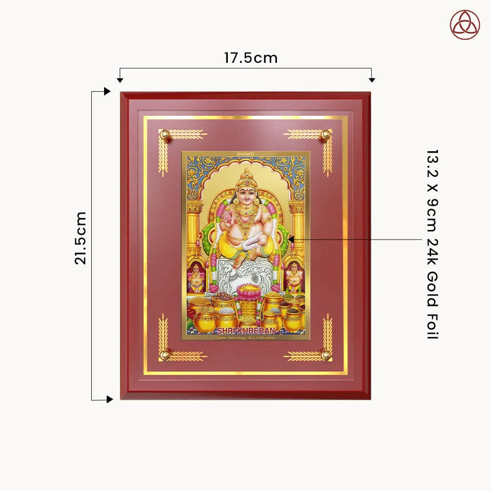 Lord Kuber | God of Wealth Wall & Tabletop Photo Frame in 24K Gold Plated Foil