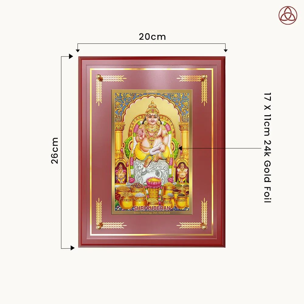 Lord Kuber | God of Wealth Wall & Tabletop Photo Frame in 24K Gold Plated Foil