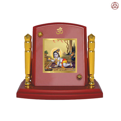 Laddu Gopal | Divine Lord Krishna Car Dashboard & Tabletop Photo Frame in 24K Gold Plated Foil