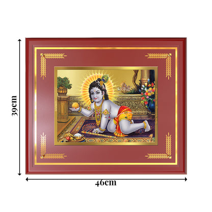 Laddu Gopal | Bal Krishna Wall Mount Photo Frame in 24K Gold Plated Foil