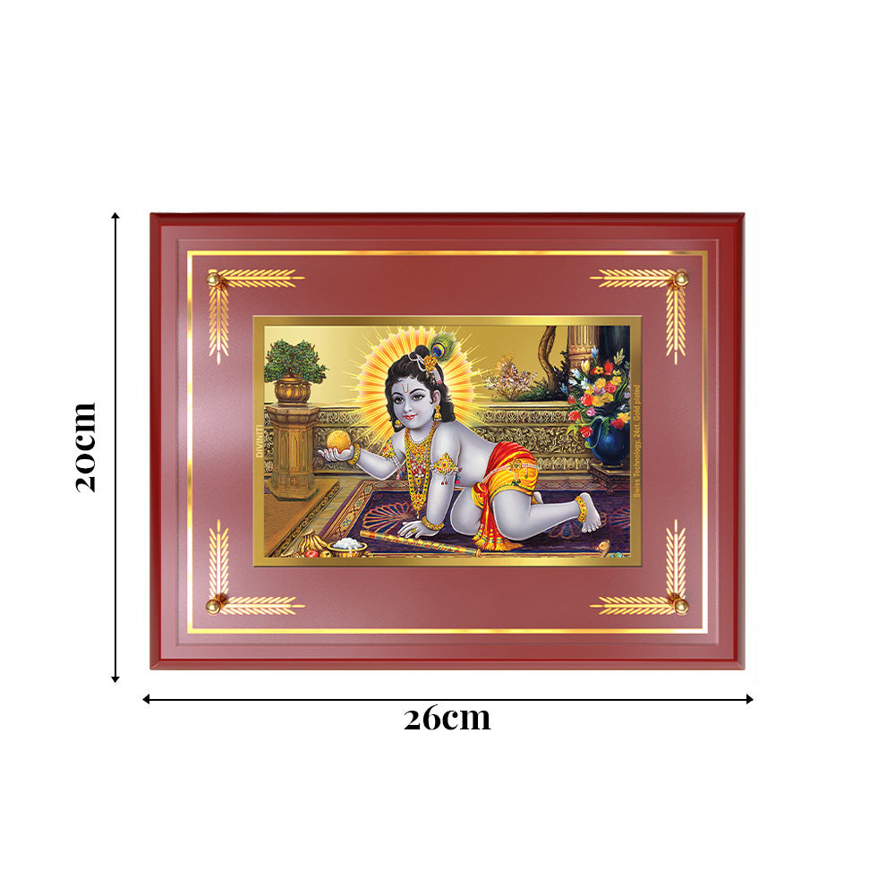 Laddu Gopal | Bal Krishna Wall and Tabletop Photo Frame in 24K Gold Plated Foil