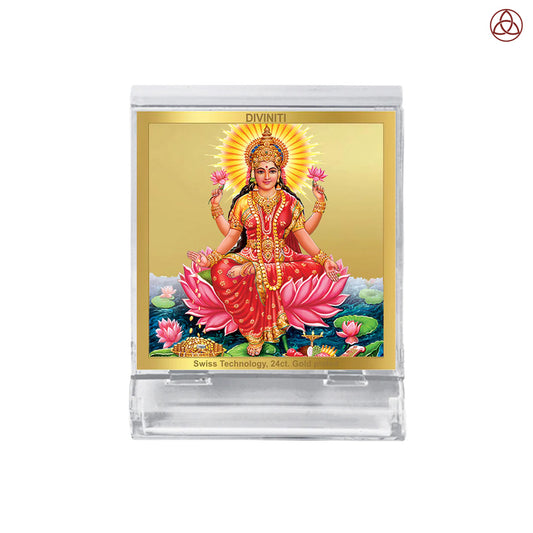 Lakshmi | Divine Goddess Lakshmi Car Dashboard & Tabletop Photo Frame in 24K Gold Plated Foil