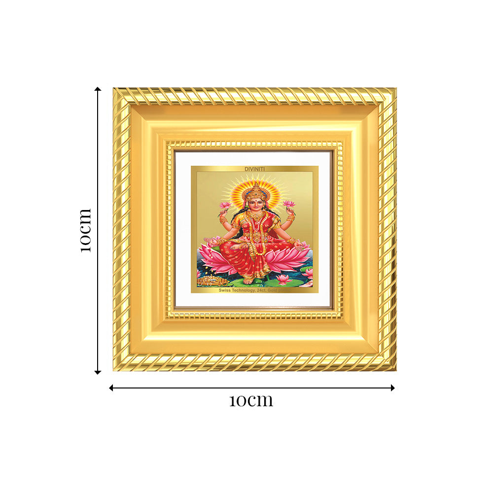Diviniti Goddess Lakshmi Tabletop Frame in 24K Gold Plated Foil | Wealth, Prosperity & Divine Blessings | DG015S1A (10x10 CM)