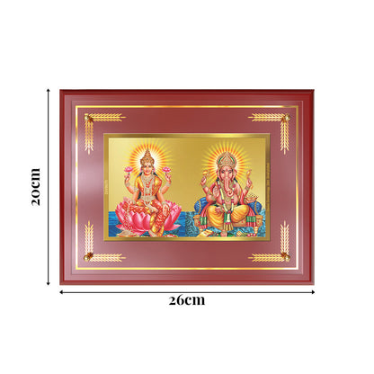 Lakshmi & Ganesh Photo Frame | Divine Prosperity Duo Wall and Tabletop Photo Frame in 24K Gold Plated Foil