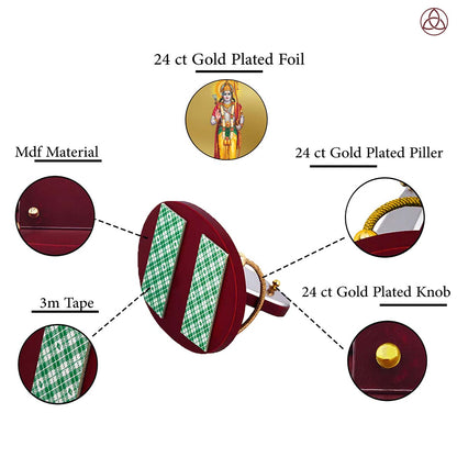 Ram Ji | Divine Lord Ram Car Dashboard & Tabletop Photo Frame in 24K Gold Plated Foil