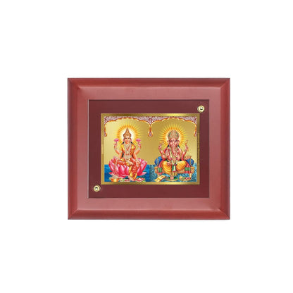 DIVINITI 24K Gold Plated Foil Lakshmi and Ganesh Classic Photo Frame Idol for Wall Hanging, Home Decor, Table Top, Puja Room, Gift|MDF Size 1 (16.7x14.2 CM)