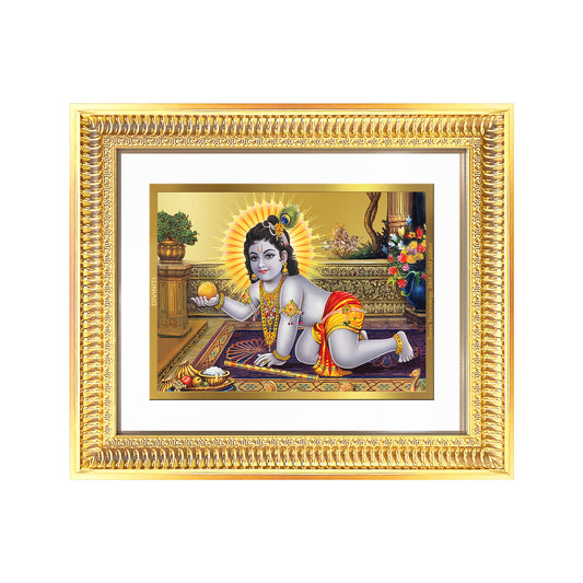 Laddu Gopal | Bal Krishna Wall Mount Photo Frame in 24K Gold Plated Foil