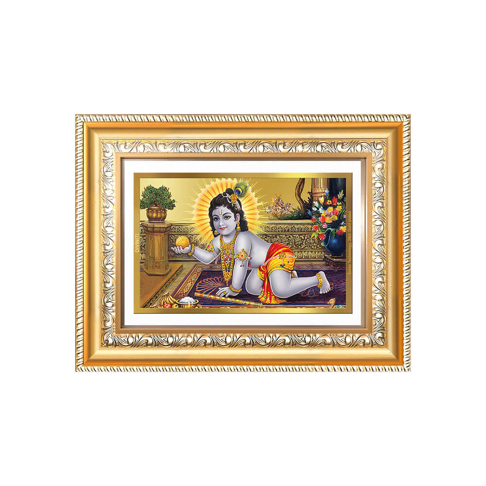 Laddu Gopal | Bal Krishna Wall and Tabletop Photo Frame in 24K Gold Plated Foil
