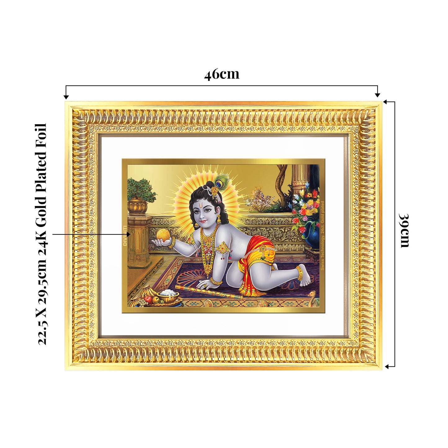 Laddu Gopal | Bal Krishna Wall Mount Photo Frame in 24K Gold Plated Foil