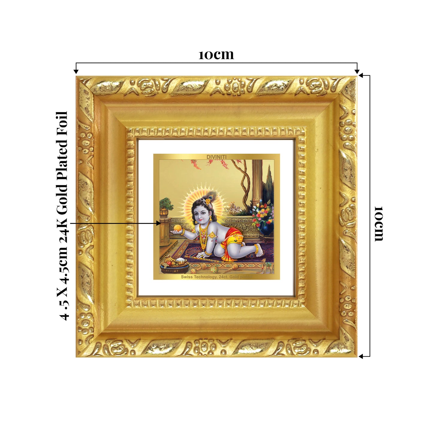 Laddu Gopal | Bal Krishna Tabletop Frame in 24K Gold Plated Foil