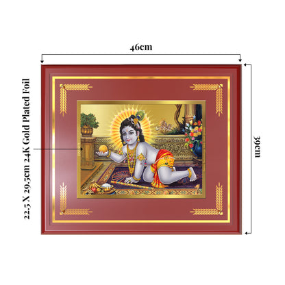 Laddu Gopal | Bal Krishna Wall Mount Photo Frame in 24K Gold Plated Foil