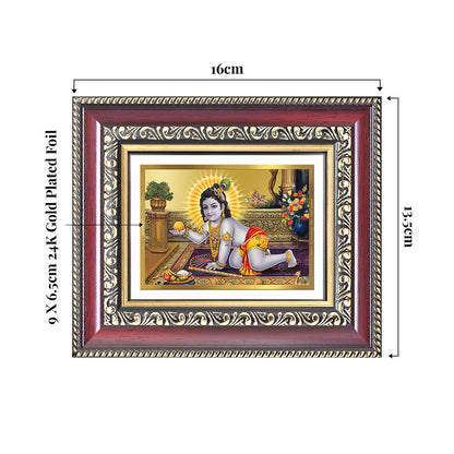 Laddu Gopal | Bal Krishna Wall & Tabletop Frame in 24K Gold Plated Foil