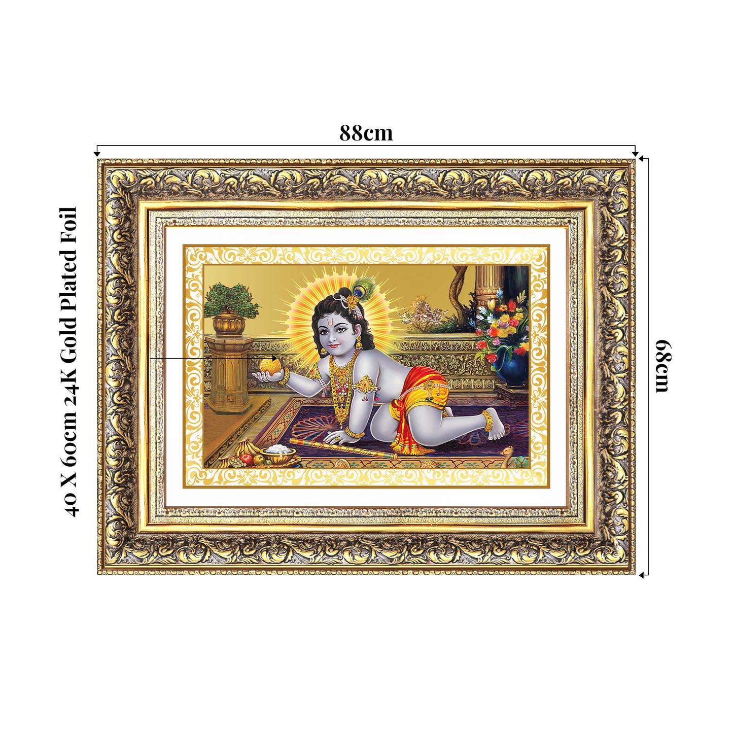Laddu Gopal | Bal Krishna Wall Mount Photo Frame in 24K Gold Plated Foil