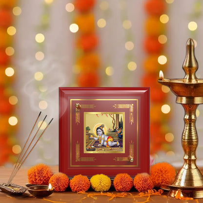 Laddu Gopal | Bal Krishna Tabletop Frame in 24K Gold Plated Foil