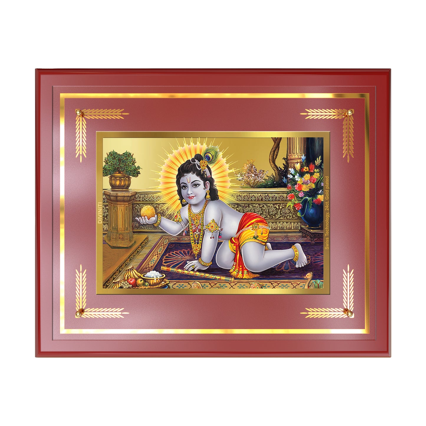 Laddu Gopal | Bal Krishna Wall Mount Photo Frame in 24K Gold Plated Foil
