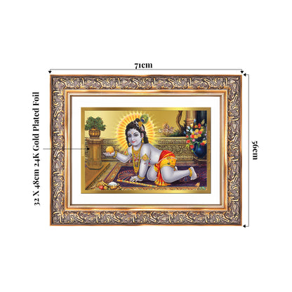 Laddu Gopal | Bal Krishna Wall Mount Photo Frame in 24K Gold Plated Foil