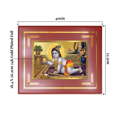 Laddu Gopal | Bal Krishna Wall Mount Photo Frame in 24K Gold Plated Foil
