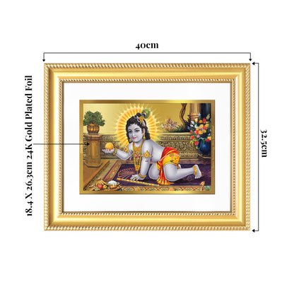 Laddu Gopal | Bal Krishna Wall Mount Photo Frame in 24K Gold Plated Foil