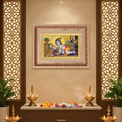 Laddu Gopal | Bal Krishna Wall Mount Photo Frame in 24K Gold Plated Foil