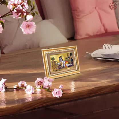 Laddu Gopal | Bal Krishna Wall & Tabletop Photo Frame in 24K Gold Plated Foil