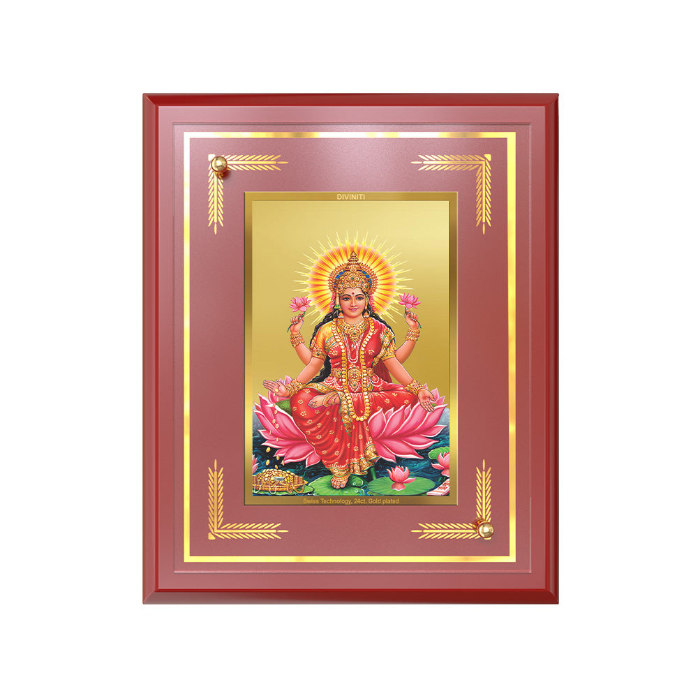 Goddess Lakshmi | Devi of Wealth & Prosperity Wall and Tabletop Photo Frame in 24K Gold Plated Foil