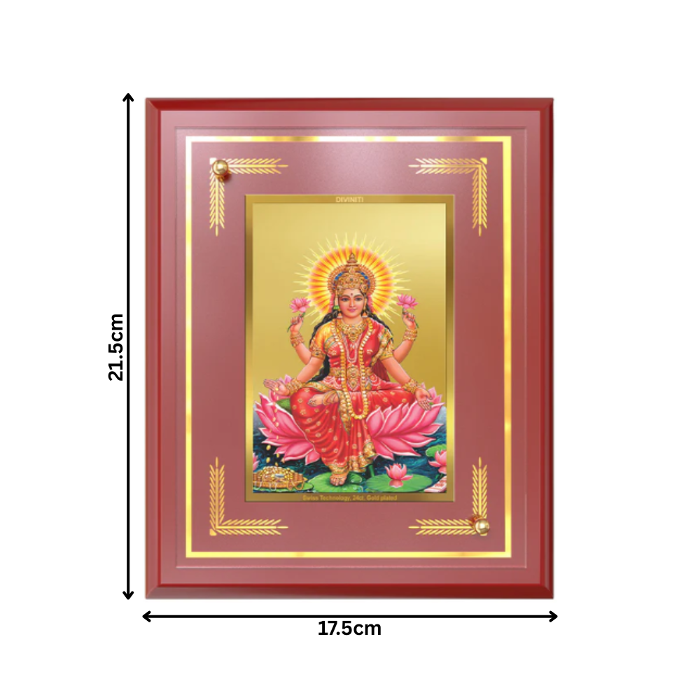 Goddess Lakshmi | Devi of Wealth & Prosperity Wall and Tabletop Photo Frame in 24K Gold Plated Foil