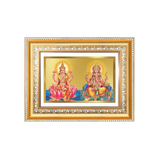 Lakshmi & Ganesh | Divine Prosperity Duo Wall and Tabletop Photo Frame in 24K Gold Plated Foil